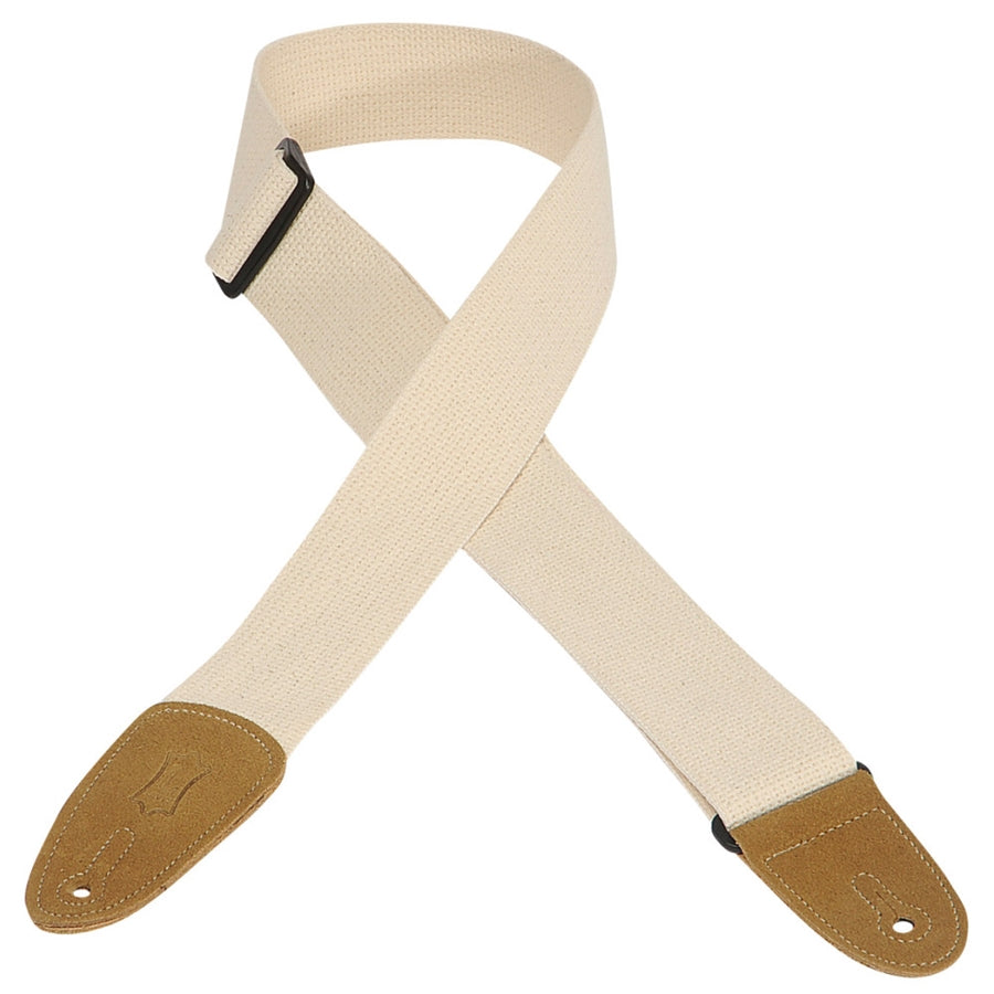Levy's MC8-NAT Tracolla in cotone Natural con terminali in pelle scamosciata Tan 2"