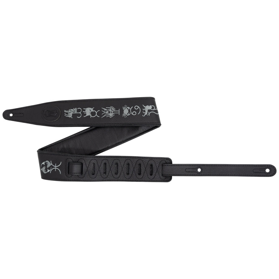 Levy's MG317ZE-BLK Tracolla in pelle ricamata Zodiac Signs Black 2 1/2"