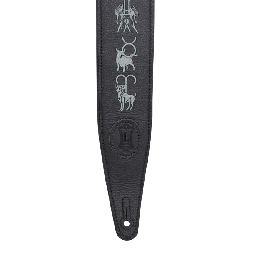 Levy's MG317ZE-BLK Tracolla in pelle ricamata Zodiac Signs Black 2 1/2"