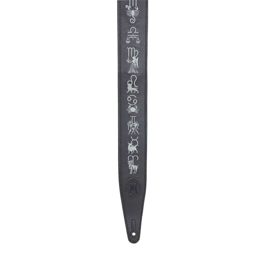 Levy's MG317ZE-BLK Tracolla in pelle ricamata Zodiac Signs Black 2 1/2"
