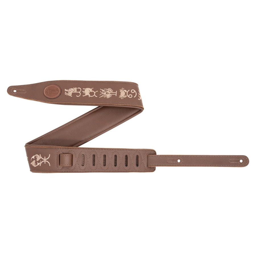 Levy's MG317ZE-BRN Tracolla in pelle ricamata Zodiac Signs Brown 2 1/2"