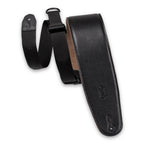 Levy's MRH4GF-BLK Right Height Black & Tan 3 1/2" Leather Guitar Strap