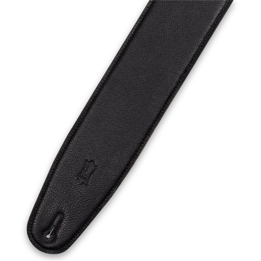 Levy's MRH4GF-BLK Right Height Black & Tan 3 1/2" Leather Guitar Strap