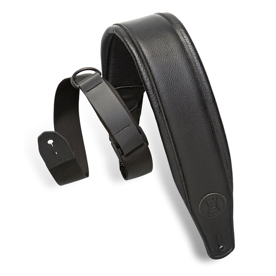 Levy's MRHGP-BLK Tracolla in pelle Right Height Black on Black 3 1/2"