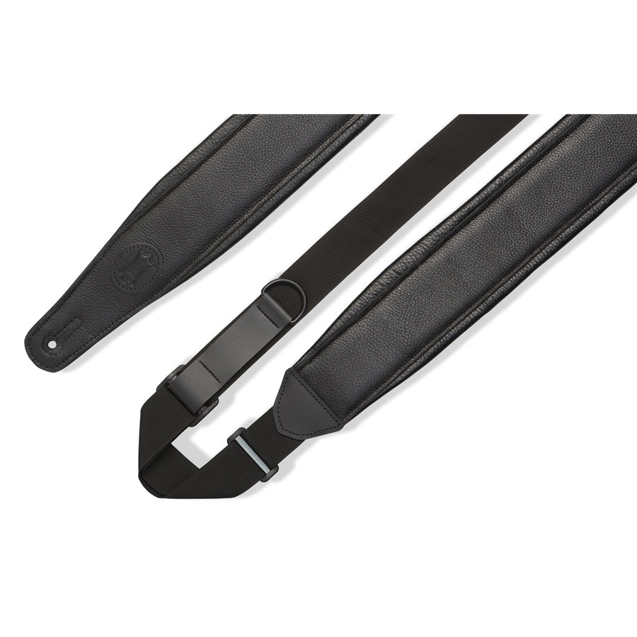 Levy's MRHGP-BLK Tracolla in pelle Right Height Black on Black 3 1/2"