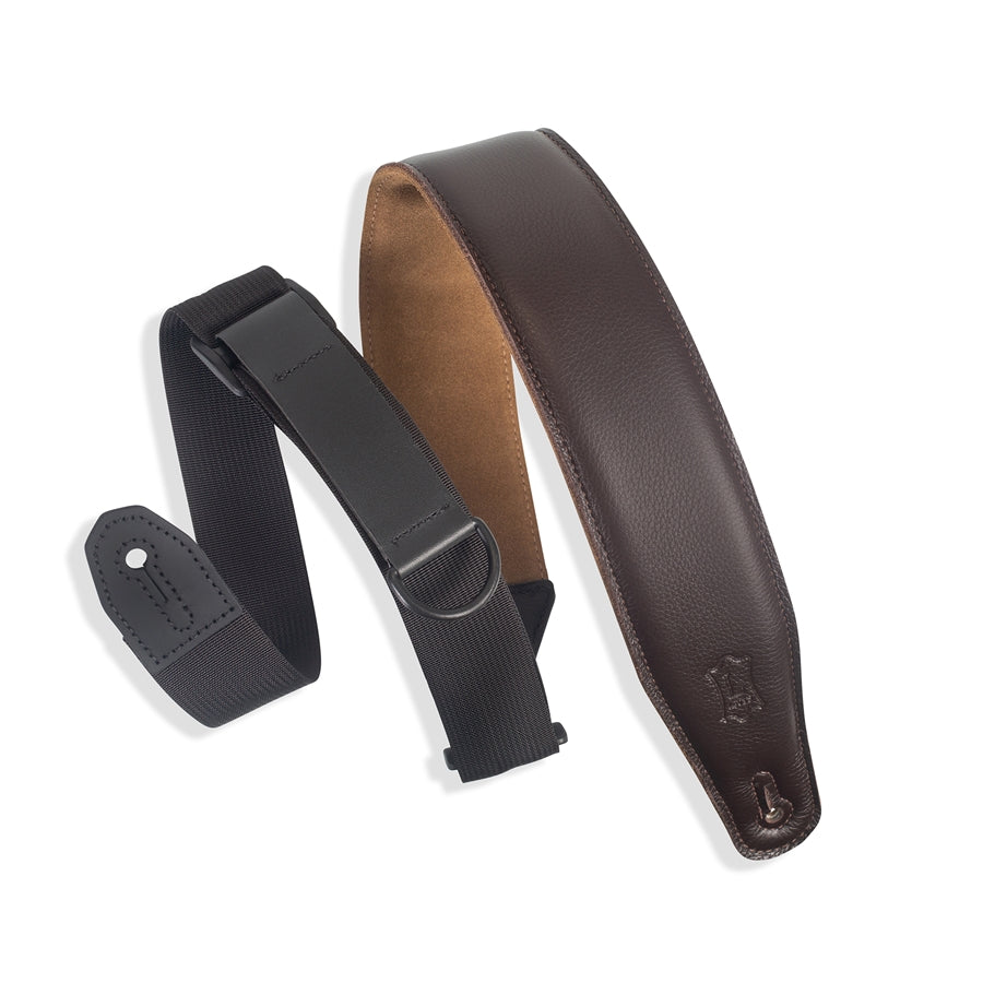 Levy's MRHGS-DBR Tracolla in pelle Right Height Dark Brown 2 1/2"