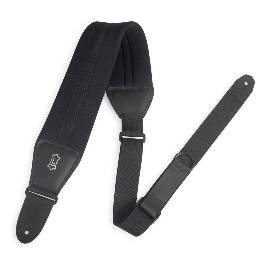 Levy's MRHNP3-BLK Tracolla in neoprene Right Height Solid Noir 3 1/4"