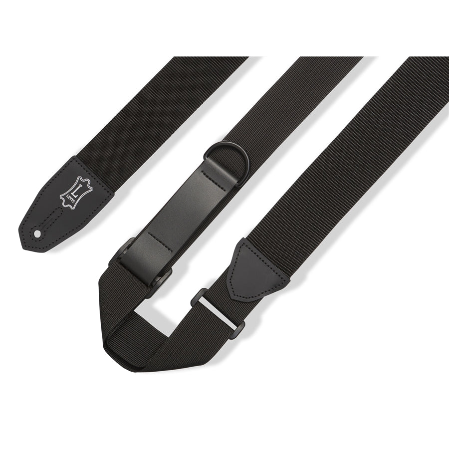 Levy's MRHP-BLK Tracolla in poliestere Right Height Solid Black 2"