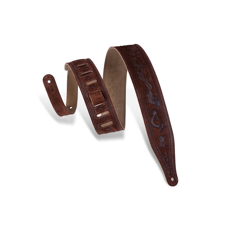 Levy's MS17T03-BRN 2 1/2" Brown Suede Kokopelli Guitar Strap