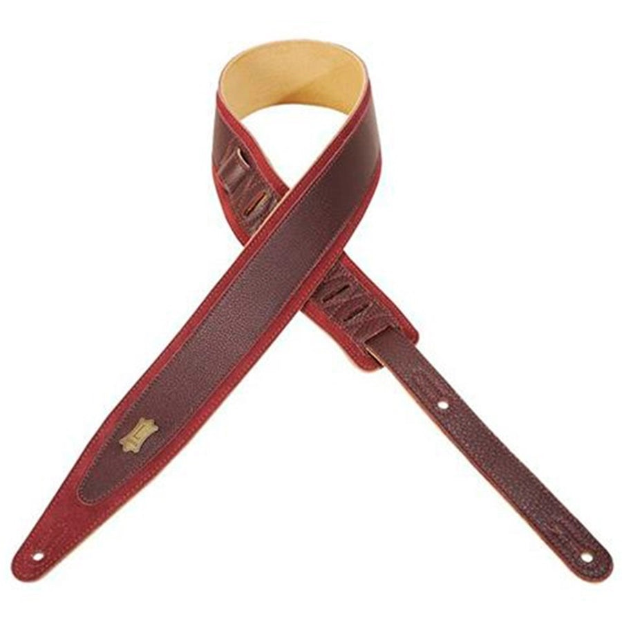 Levy's MS317CO-BRG Tracolla in pelle scamosciata con inserto in pelle Burgundy 2 1/2"
