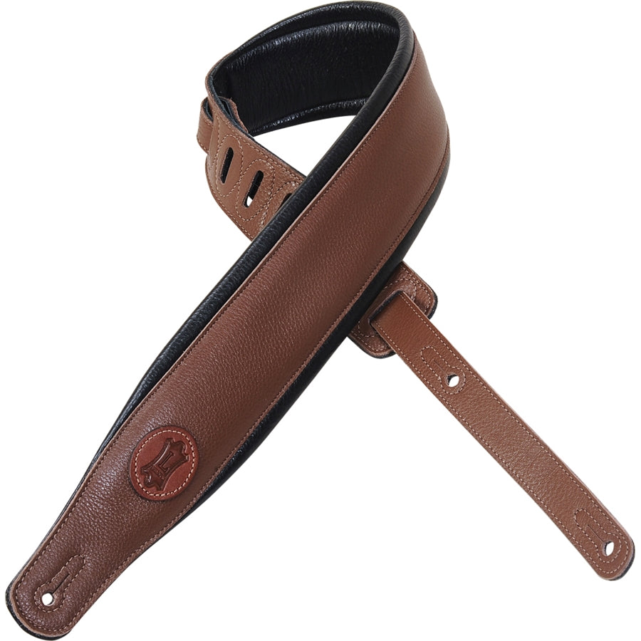 Levy's MSS2-BRN Tracolla in pelle imbottita Brown 3"