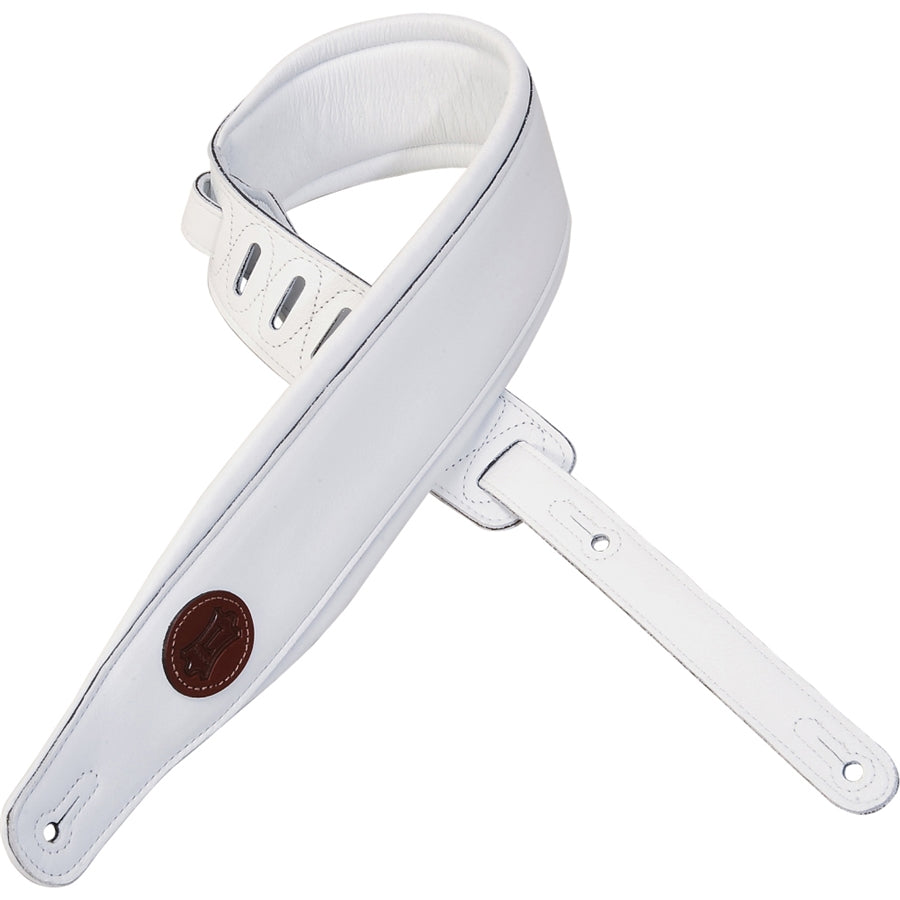 Levy's MSS2-WHT Tracolla in pelle imbottita White 3"