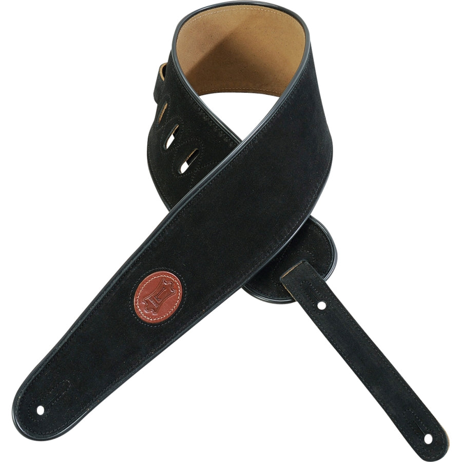 Levy's MSS3-4-BLK Tracolla in pelle scamosciata con piping Black 4"