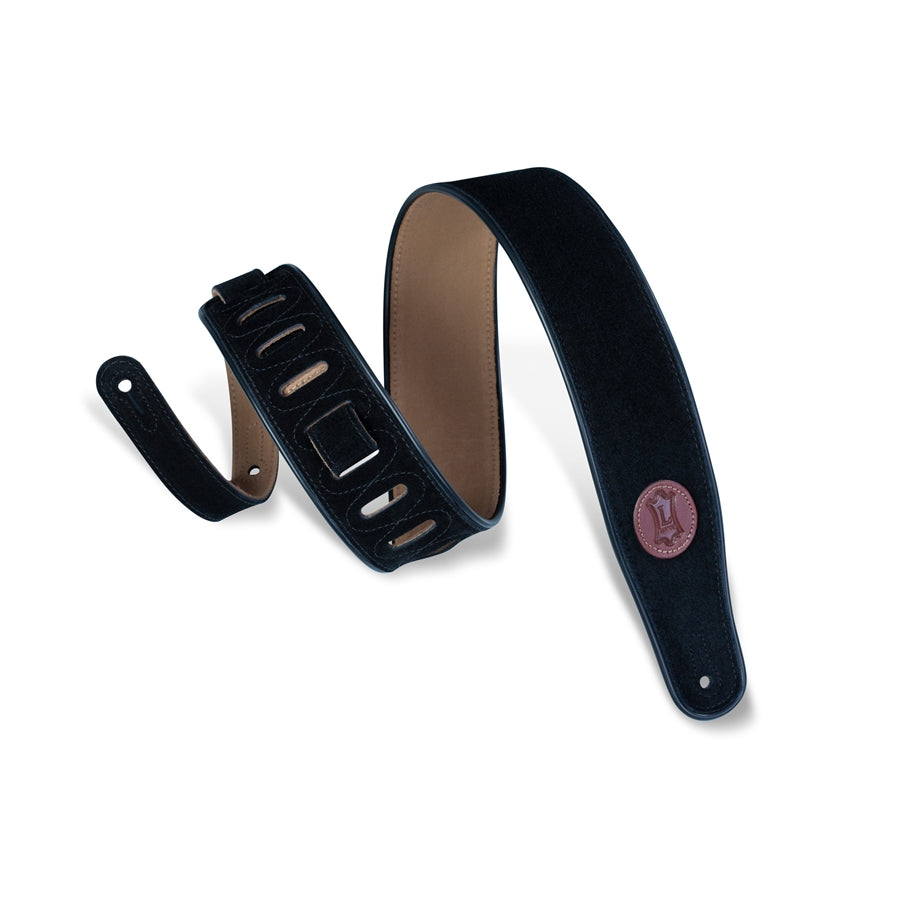 Levy's MSS3-BLK Suede Guitar Strap with Piping Black 2 1/2"