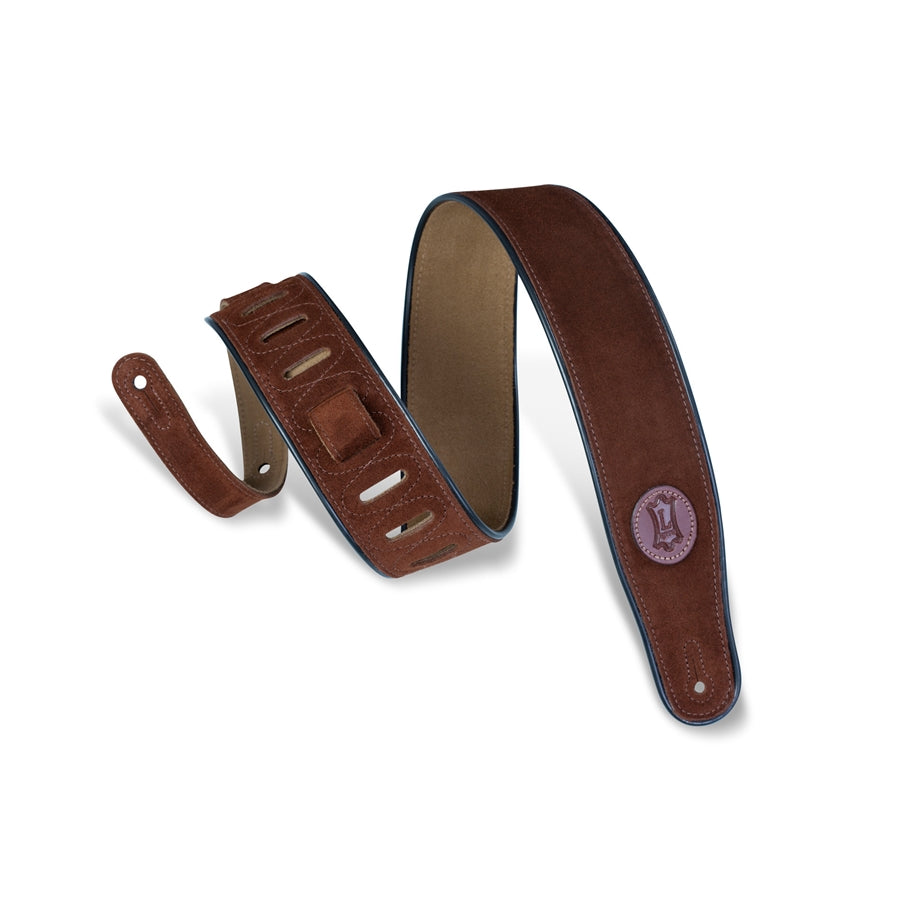Levy's MSS3-BRN Tracolla in pelle scamosciata Brown con piping Black 2 1/2"