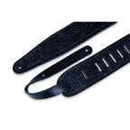 Levy's PM44T01-BLK Tracolla in pelle conciata al vegetale con motivo lavorato a mano Black 3"