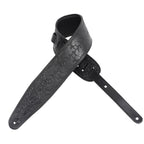 Levy's PM44T01-BLK Tracolla in pelle conciata al vegetale con motivo lavorato a mano Black 3"
