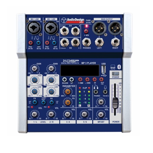 Audiodesign Pamx231Sc Mixer con Alimentazione Usb 16 Effetti con Dsp
