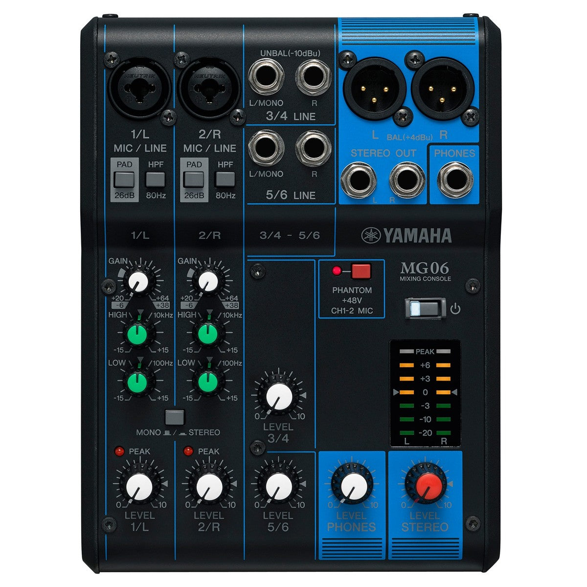 Yamaha MG06 6-Channel Analog Mixer Without Effects