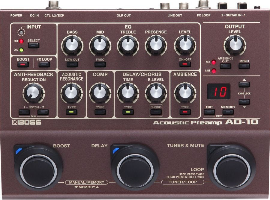 Boss Ad10 Acoustic Preamp Pedale Effetto
