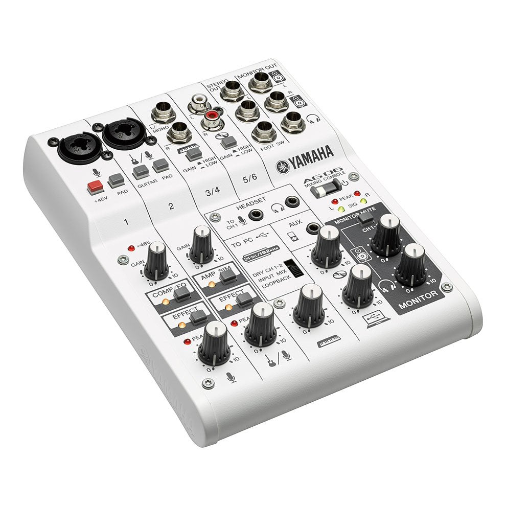 Yamaha Ag06 White Mixer USB Audio Interface