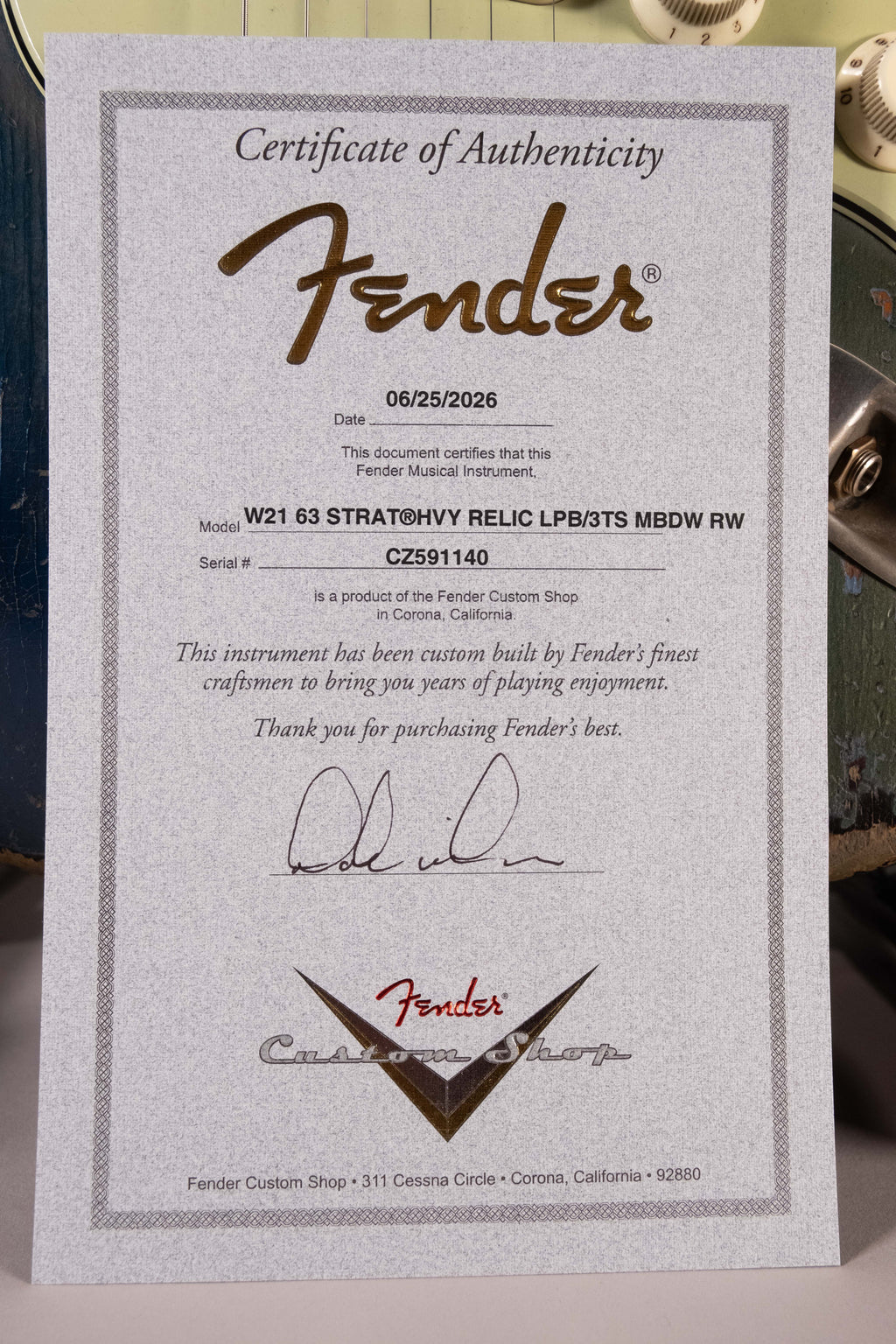 Fender Custom Shop 1963 Stratocaster Heavy Relic Masterbuilt Dale Wilson