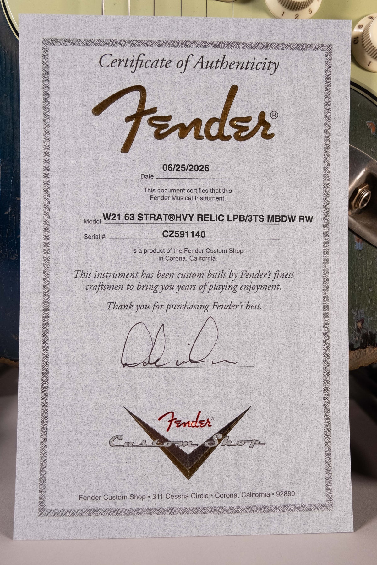 Fender Custom Shop 1963 Stratocaster Heavy Relic Masterbuilt Dale Wilson