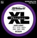 D'Addario Ecg24 Xl Chromes Flat Wound Jazz Light 11-50