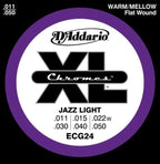 D'Addario Ecg24 Xl Chromes Flat Wound Jazz Light 11-50