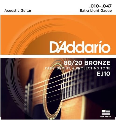 D'Addario EJ10 Bronze Acoustic Guitar Strings 10 - 47