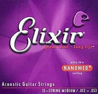 Elixir 11172 Nanoweb 80/20 Bronze Muta Chitarra Acustica 12 Corde 12-53