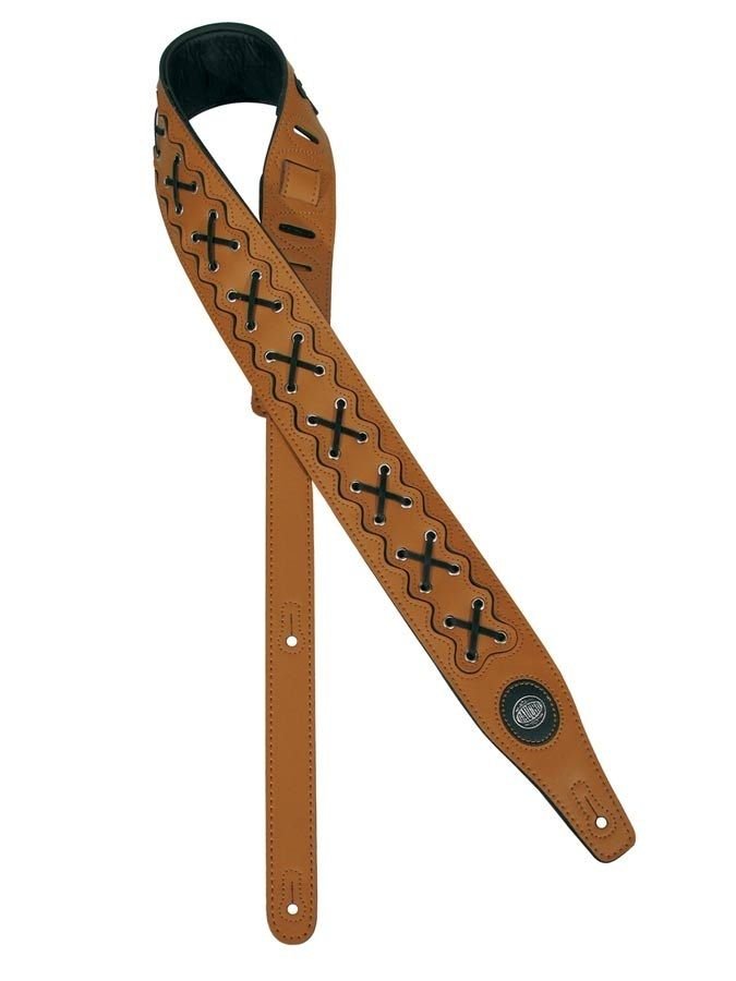Gaucho Tracolla Per Chitarra Pelle Marrone Con Lacci Neri