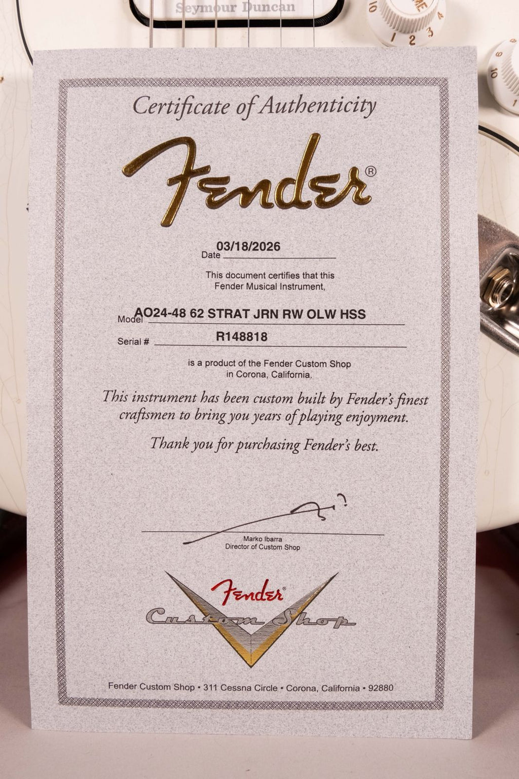 Fender 62 stratocaster Custom Shop HSS