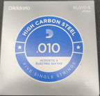 D'Addario PL010-5 Set di 5 Corde Singole da 0,10 in Acciaio