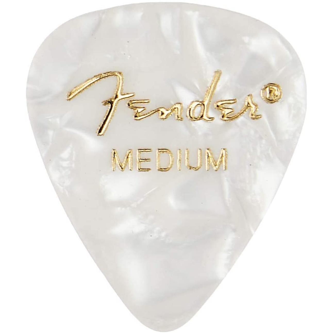 Fender 351 Shape Premium Celluloid Medium Plettri White Moto 12Pz