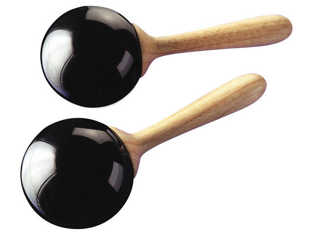 Stagg Maracas in Plastica Nere Manico in Legno la Coppia
