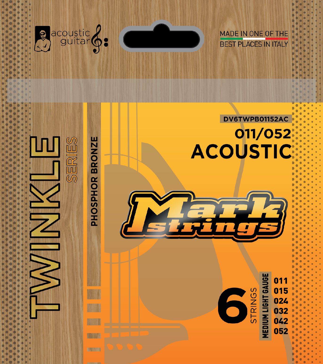 Dv Mark Twinkle Phosphor Bronze Medium Light 11-52 Acoustic Guitar Strings