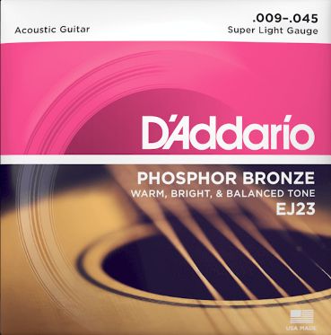 D'Addario Ej23 Phosphor Bronze Super Light Strings 09-45