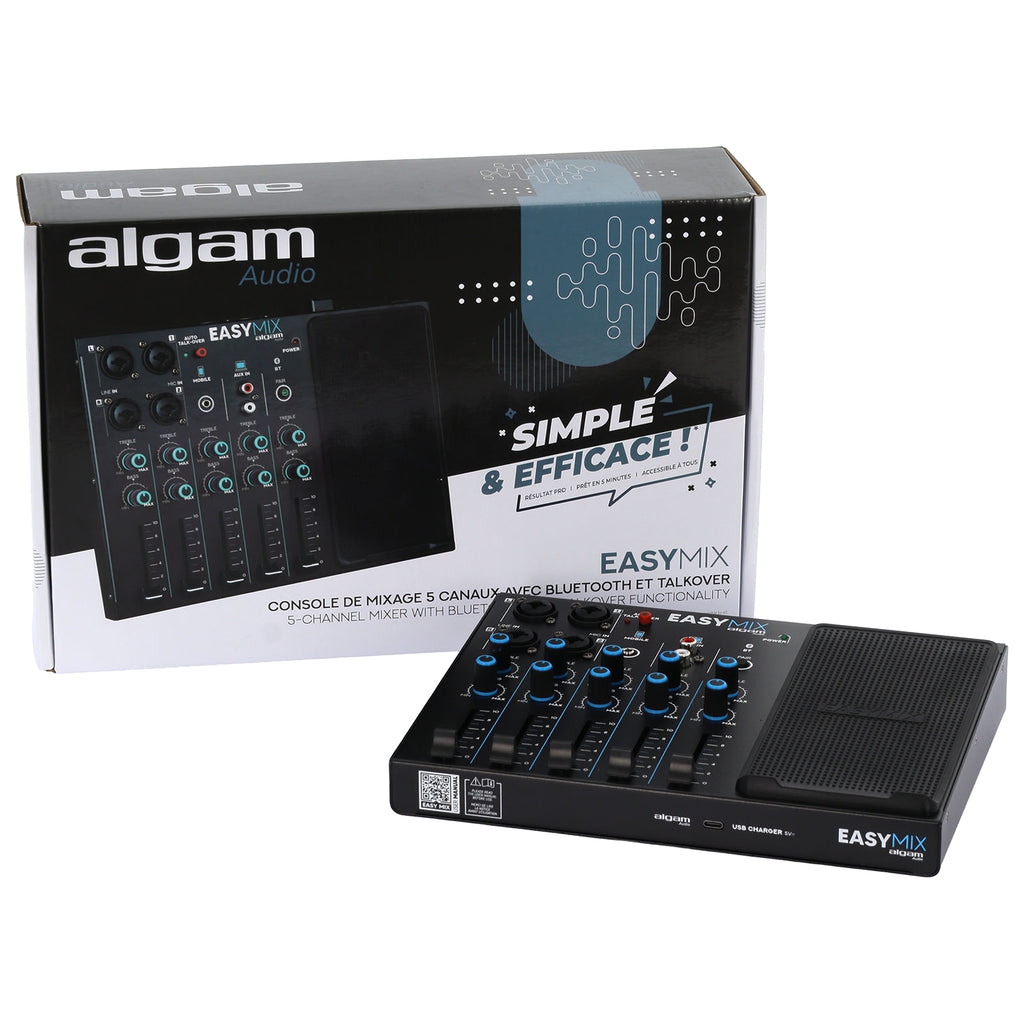 Algam Audio EASYMIX Mixer a 5 Canali con Connettività Wireless e Talkover