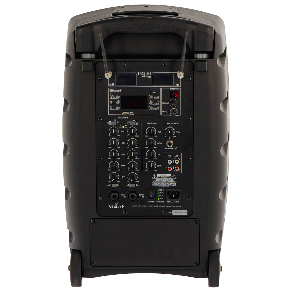 Algam Audio TR12-BT Altoparlante Portatile a Batteria con 2 Microfoni Wireless e Bluetooth