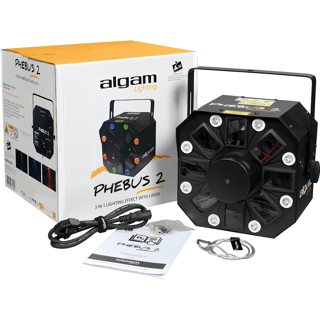 Algam Lighting PHEBUS 2 Effetto 3 in 1 Derby + Strobo/Wash + Laser RG