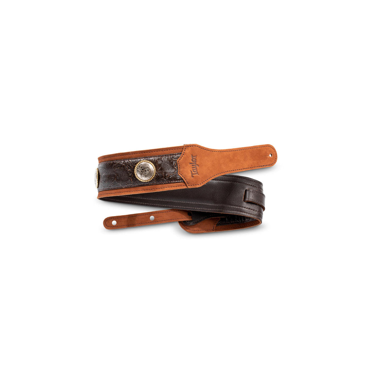 Taylor Grand Pacific 3' Nickel Concho Brown Leather Strap