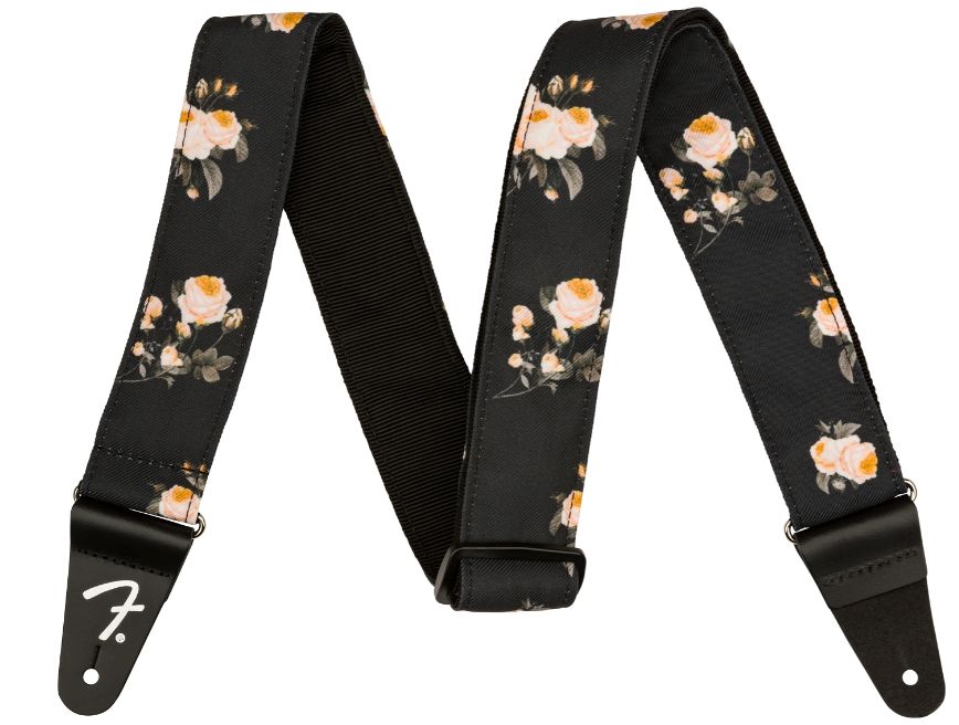 Fender Tracolla  Floral Strap 2' Black