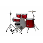 Dsdrum Dsx Stage Kit Red DSX2051 with Transparent Drumheads Hw and Cymbals Included