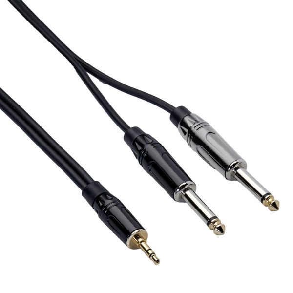 Bespeco Stereo Jack 3.5mm TRS to 2 Mono Jack Cable, 1.5m