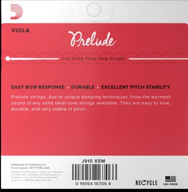 D'Addario J910 Xsm Prelude Muta Per Viola Extra Short