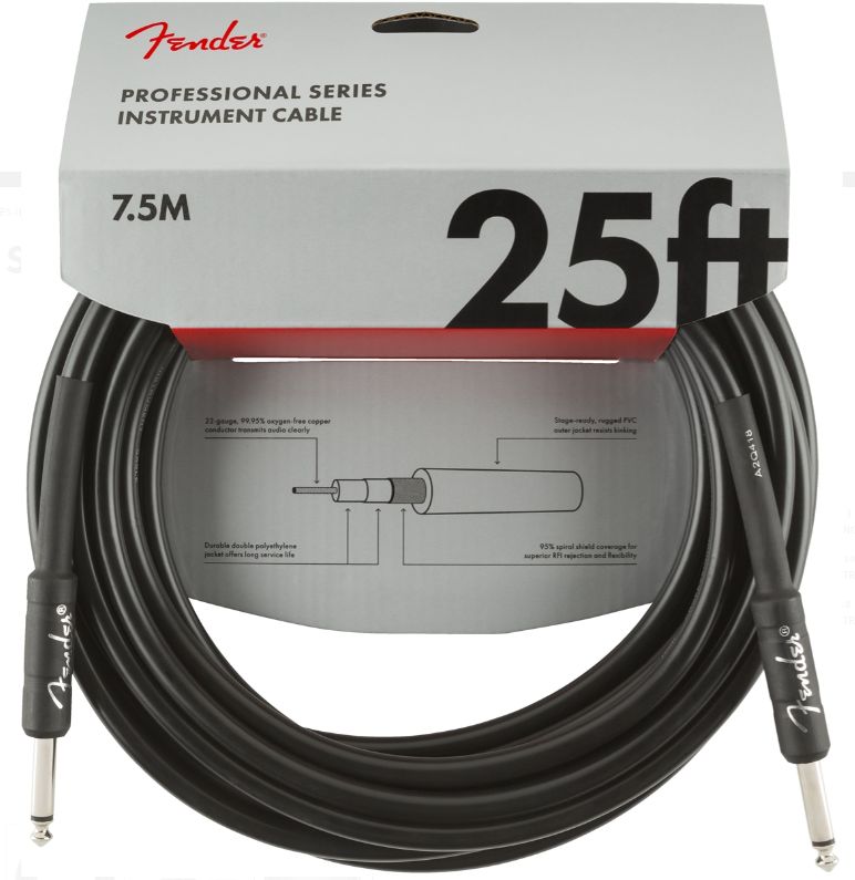 Fender Professional Cable 7.5 m Black Jack - Jack