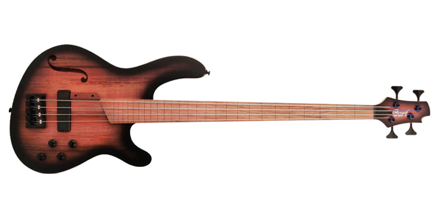 Cort Artisan Basso Fretless 4 Corde con Camere Tonali Satin Trans Black Burst