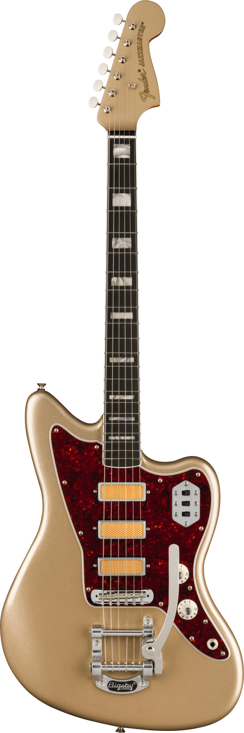 Fender Gold Foil Jazzmaster Tastiera Ebony Shoreline Gold