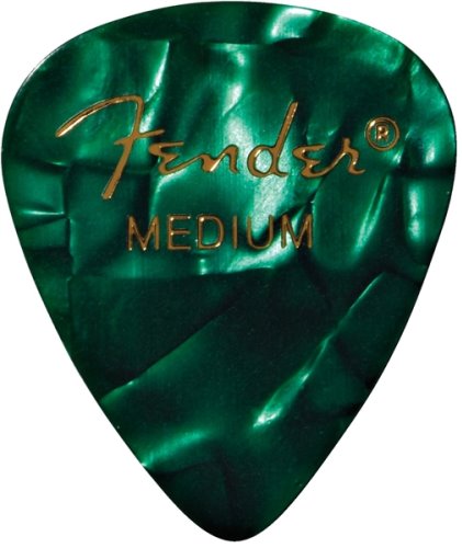 Fender 351 Shape Premium Celluloid Medium Plettri Green Moto 12Pz